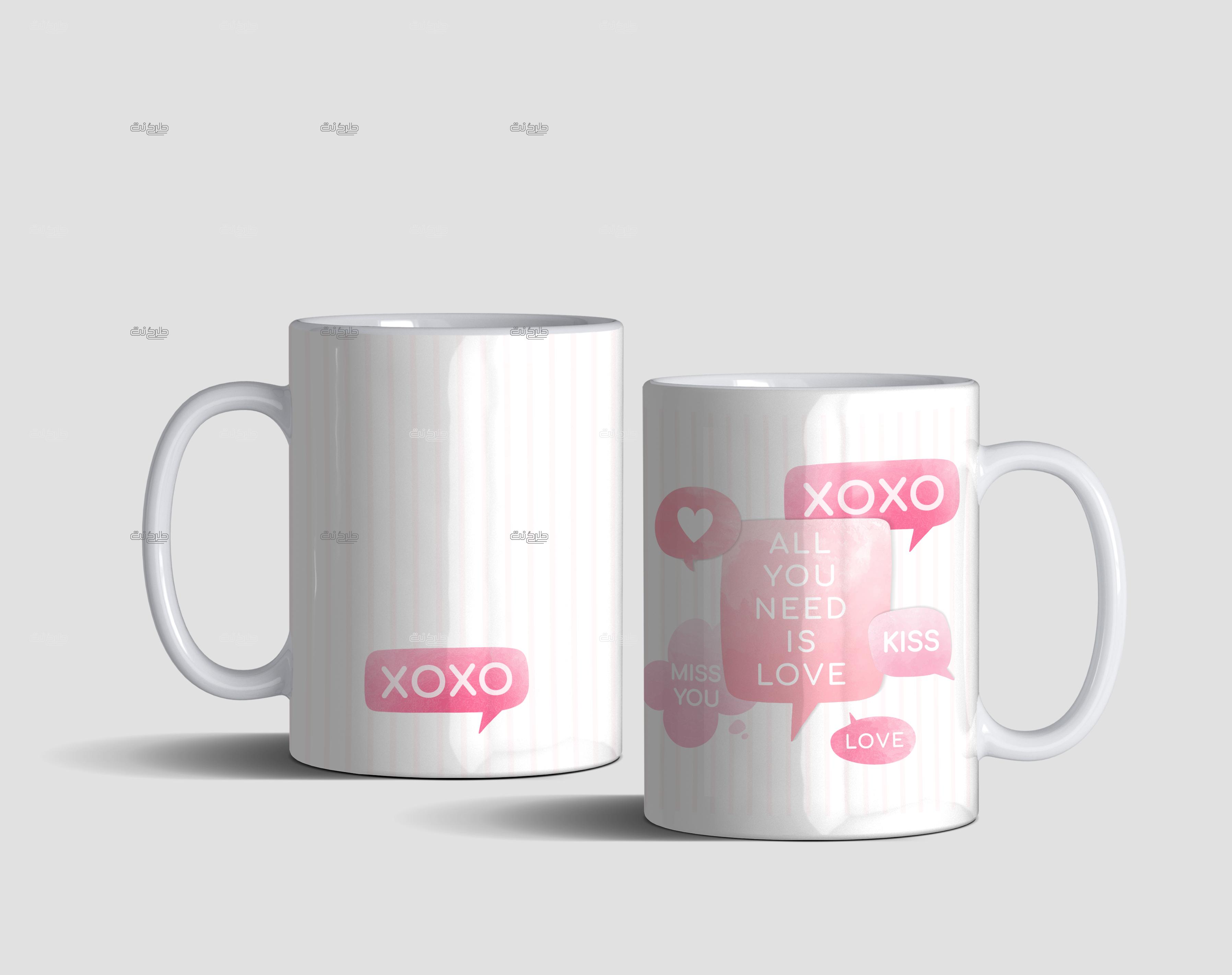 دانلود طرح لایه باز لیوان با متن "ALL YOU NEED IS LOVE"