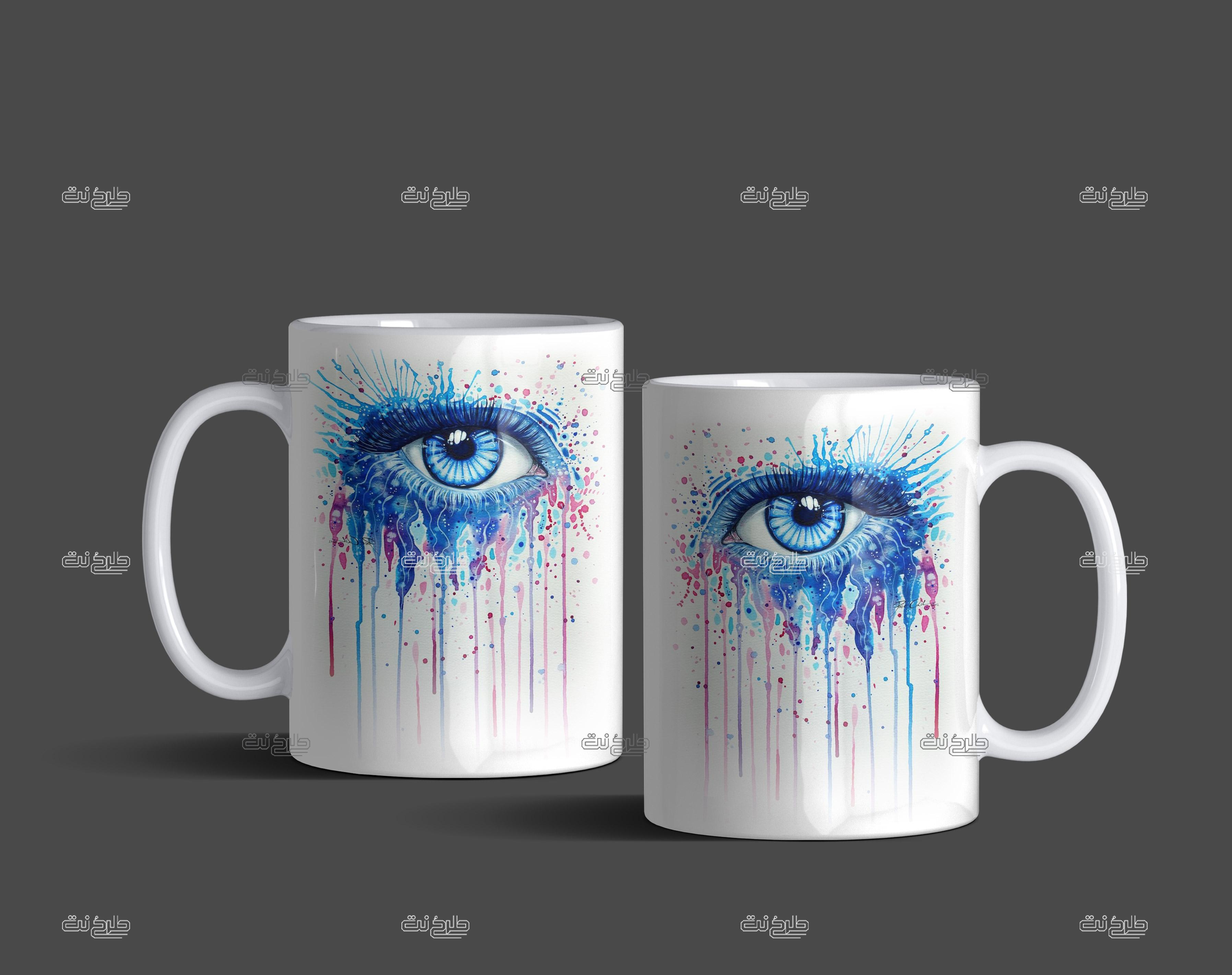 دانلود طرح لایه باز ماگ چشمان آبی