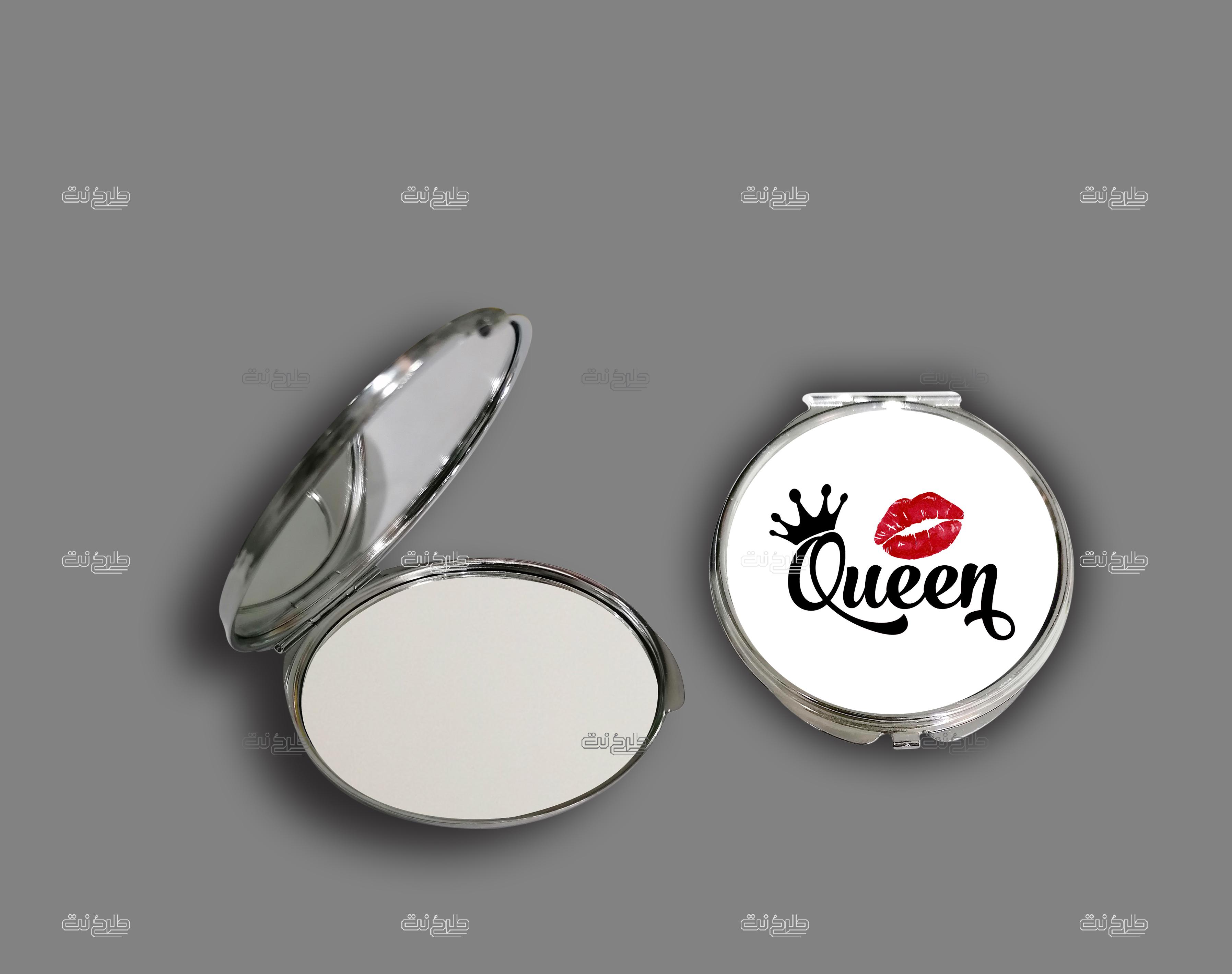 دانلود طرح لایه باز آینه تاج و لب با متن "Queen"