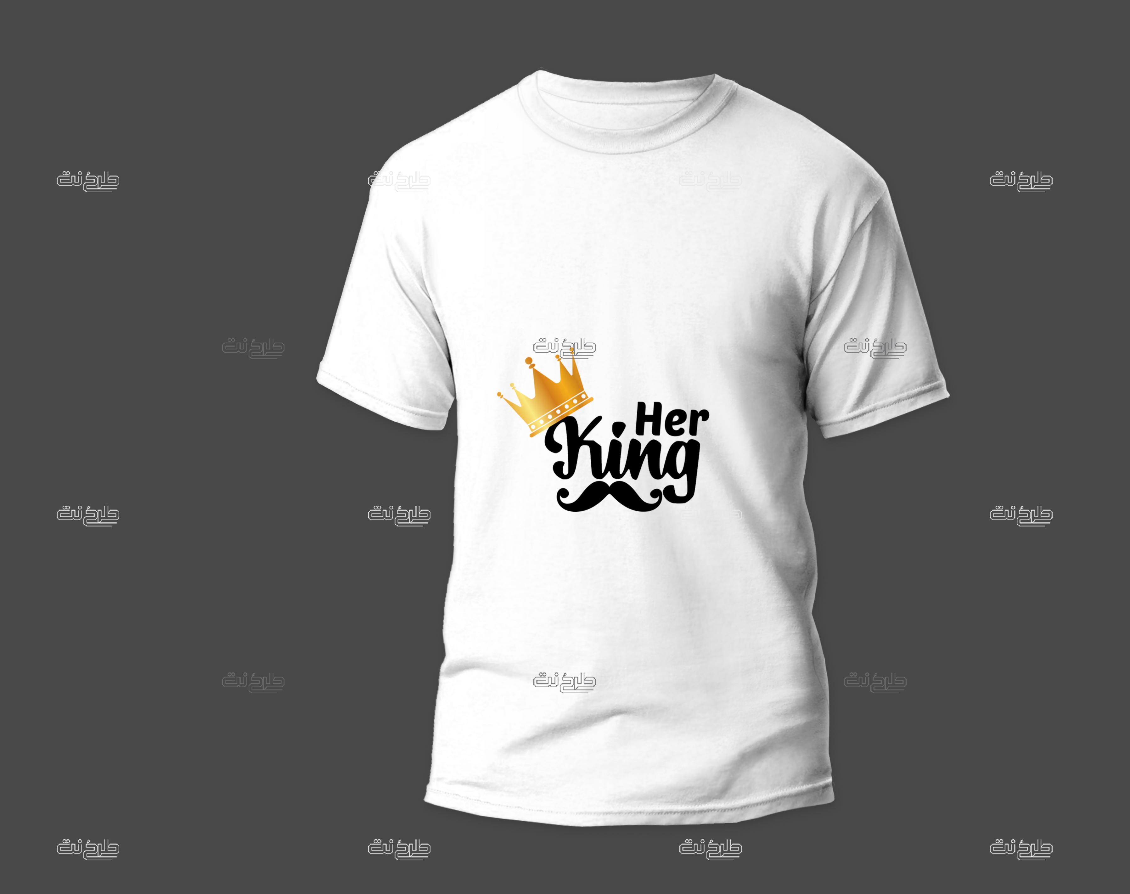 دانلود طرح لایه باز تیشرت تاج با متن "Her king"