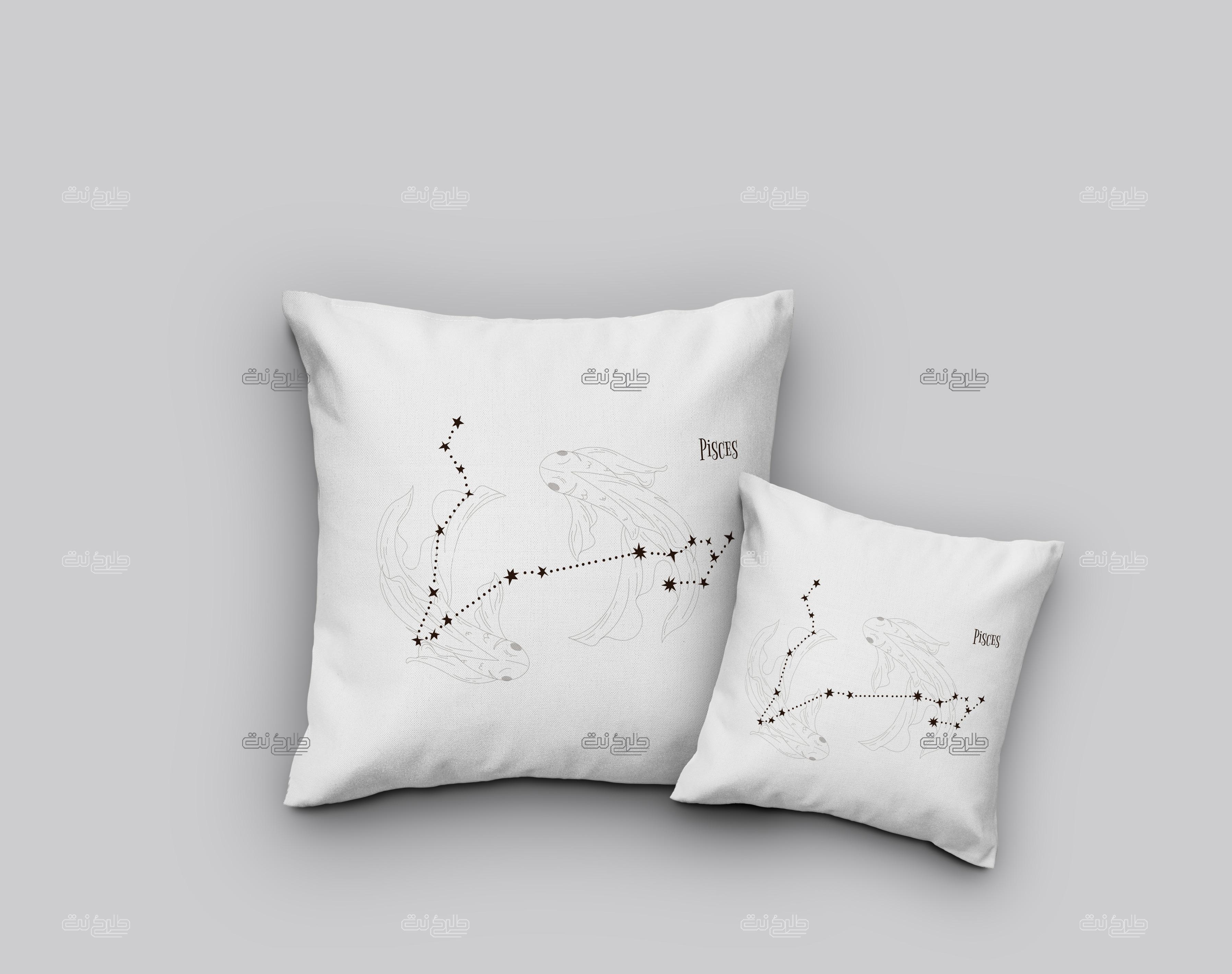 دانلود طرح لایه باز کوسن ماه تولد با متن PiSCES