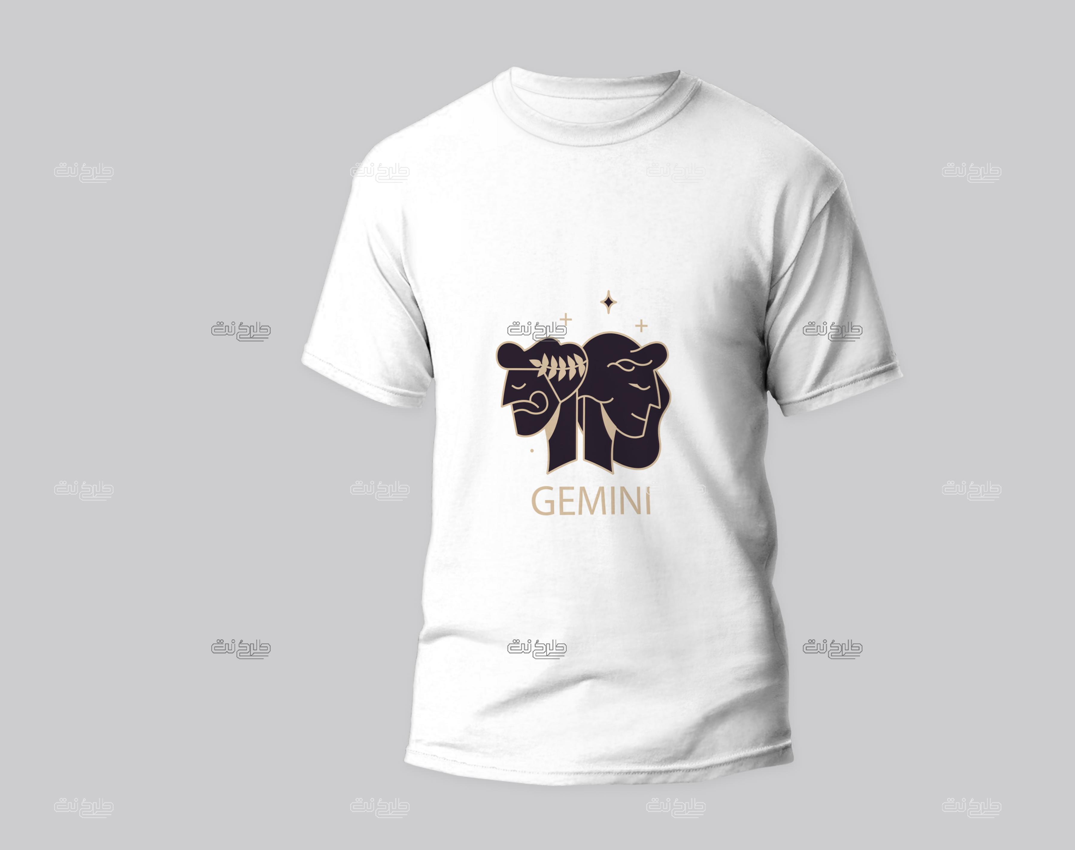 دانلود طرح لایه باز تیشرت ماه تولد با متن GEMINI