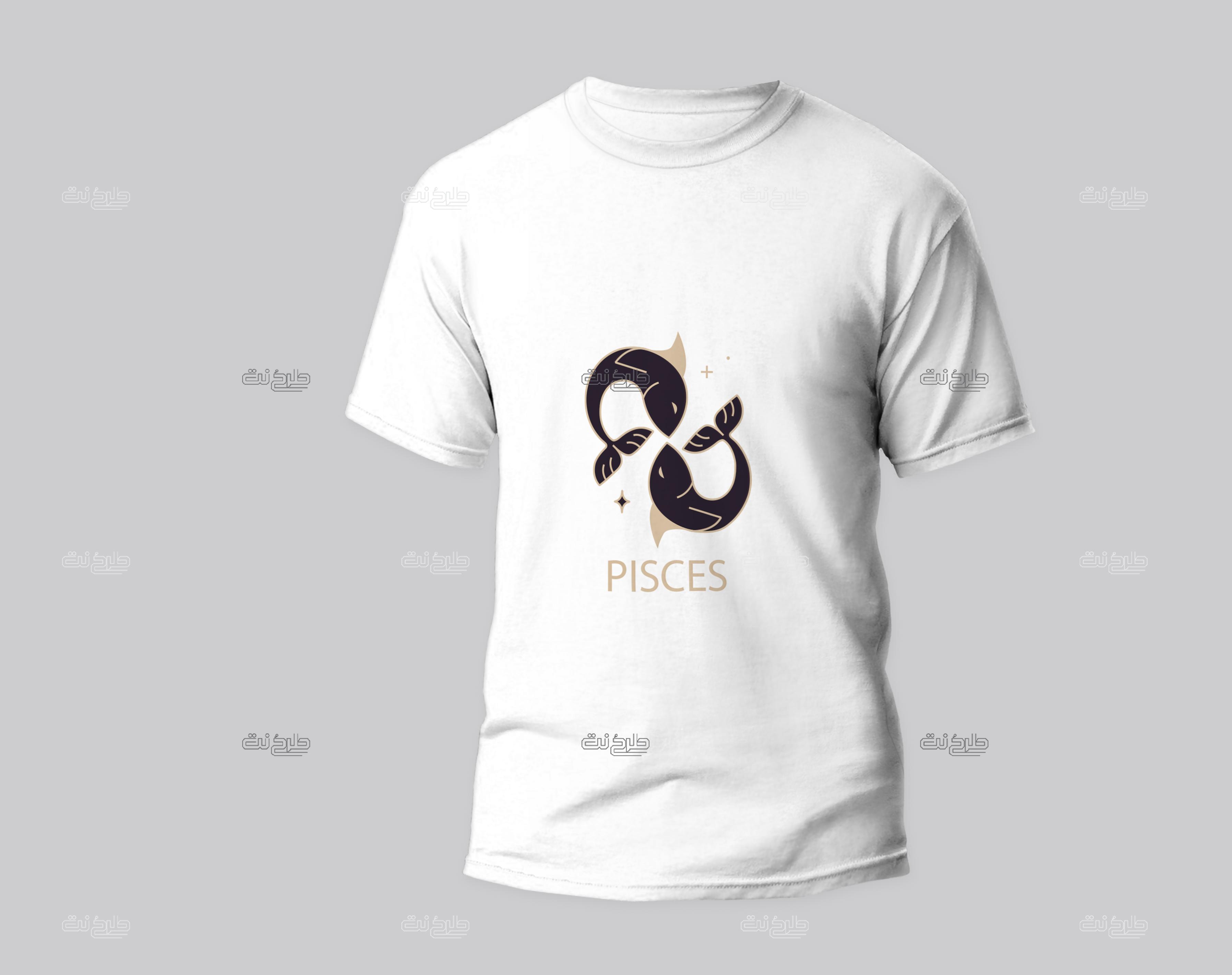 دانلود طرح لایه باز تیشرت ماه تولد با متن PISCES