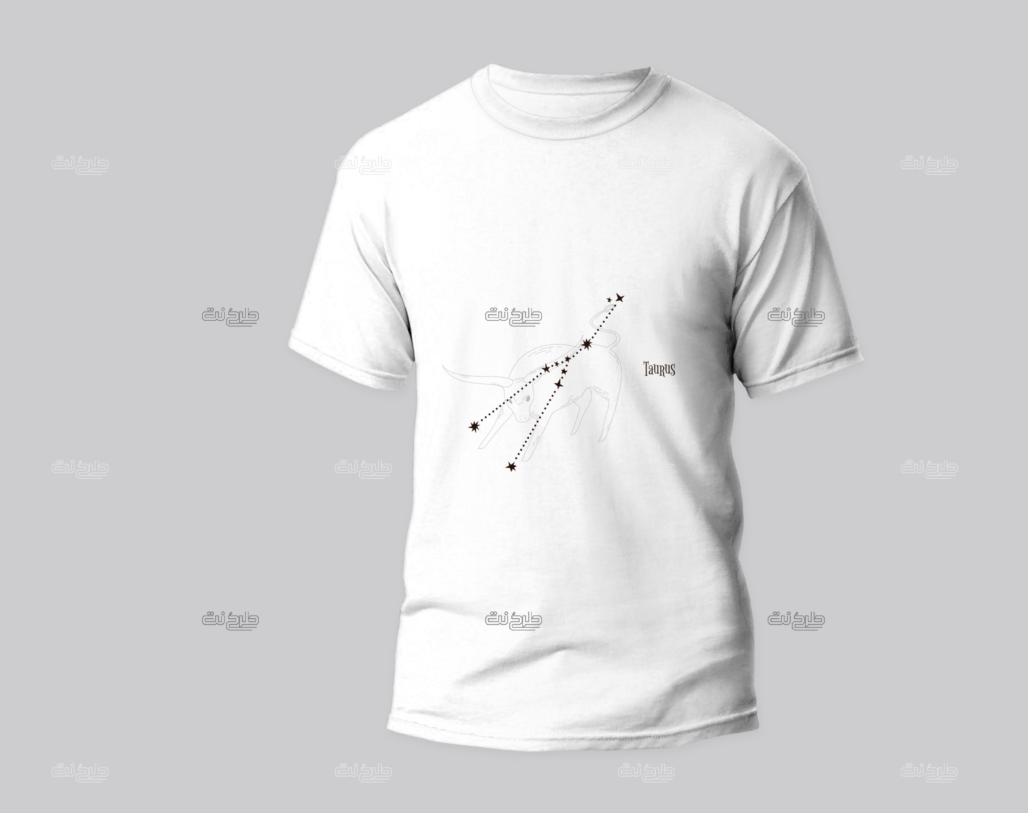 دانلود طرح لایه باز تیشرت ماه تولد با متن TauRuS