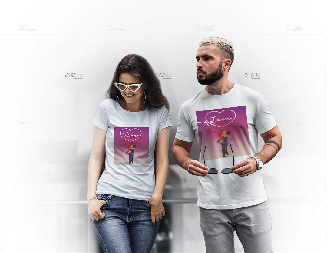 دانلود طرح لایه باز تیشرت ست عشق با متن "LOVE"