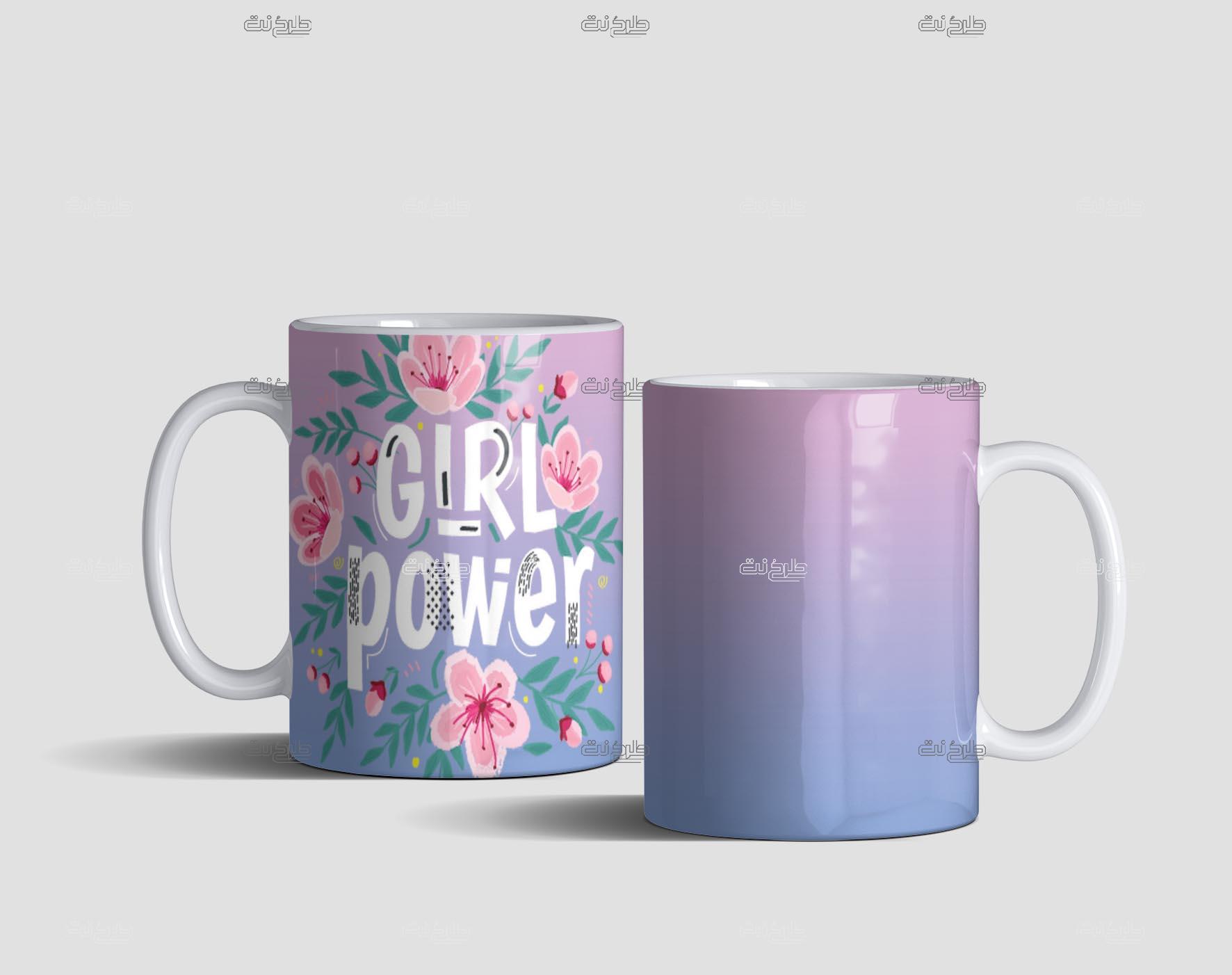 دانلود طرح لایه باز لیوان انگیزشی با متن "GIRL POWER"