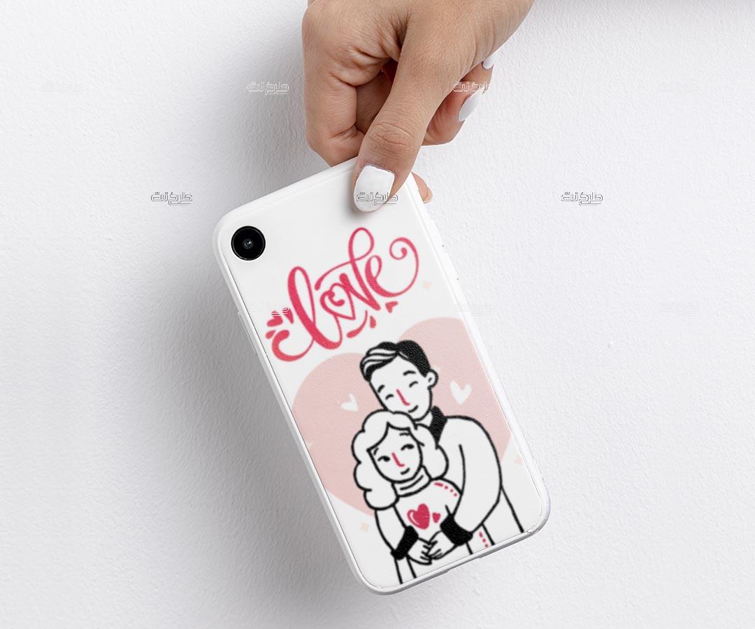 دانلود طرح لایه باز کاور موبایل عشق با متن "LOVE"