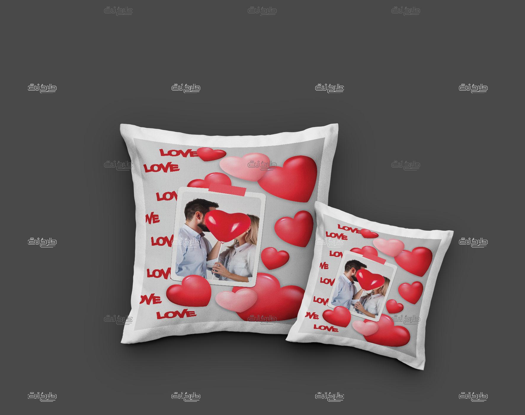 دانلود طرح لایه باز کوسن عشق با متن "love"