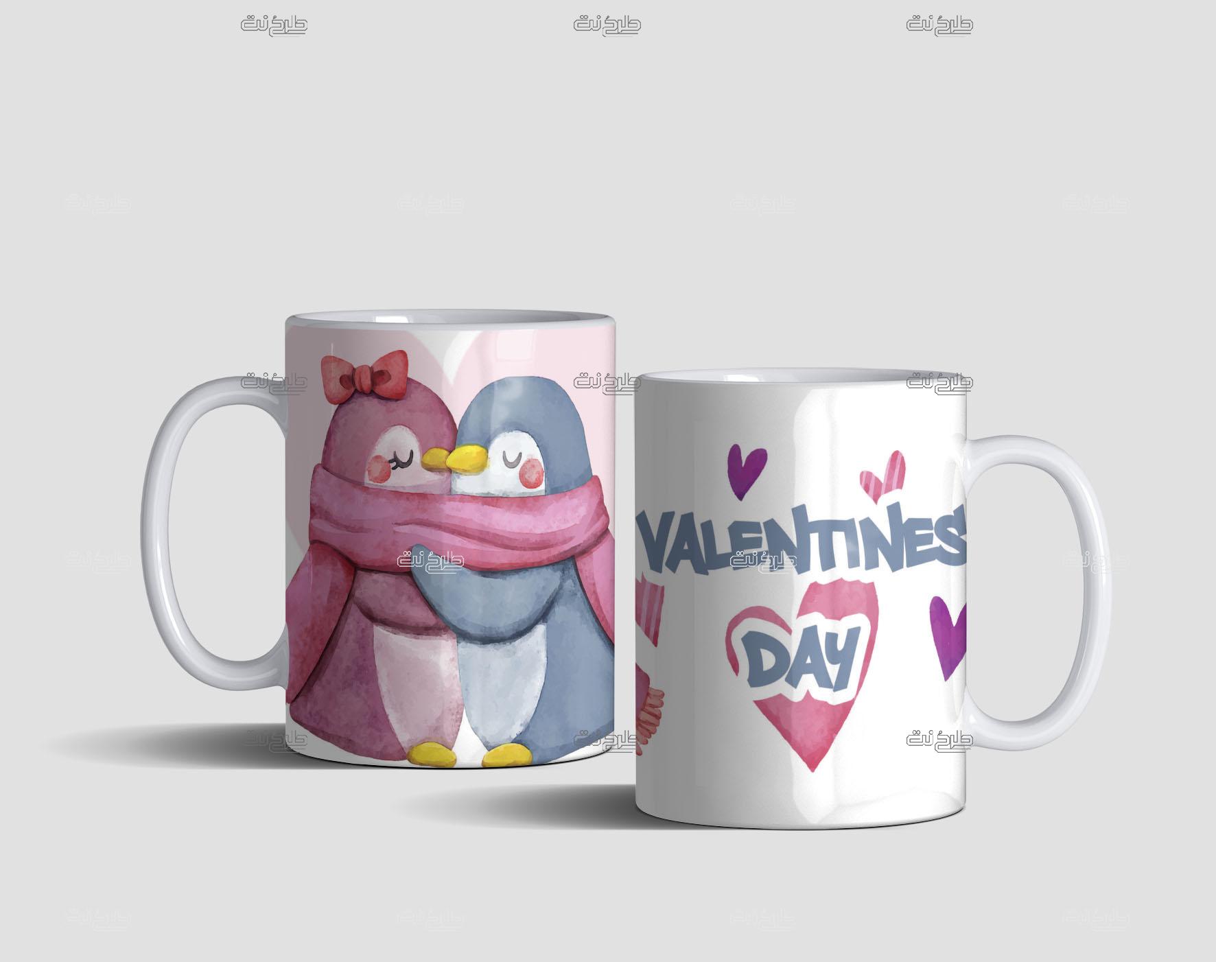 دانلود طرح لایه باز ماگ عشق با متن "Valentine's Day"