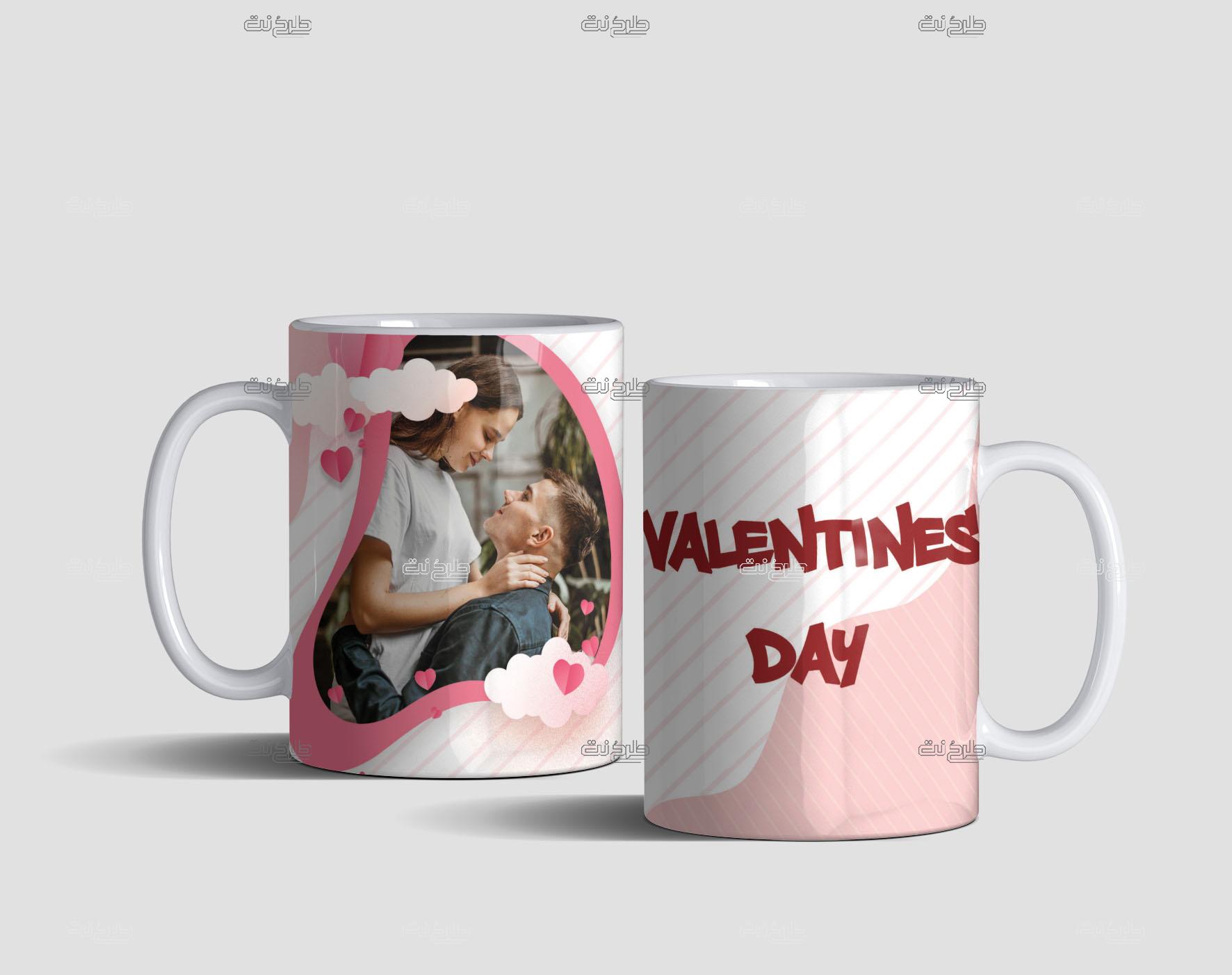 دانلود طرح لایه باز ماگ عشق با متن "Valentine's Day"