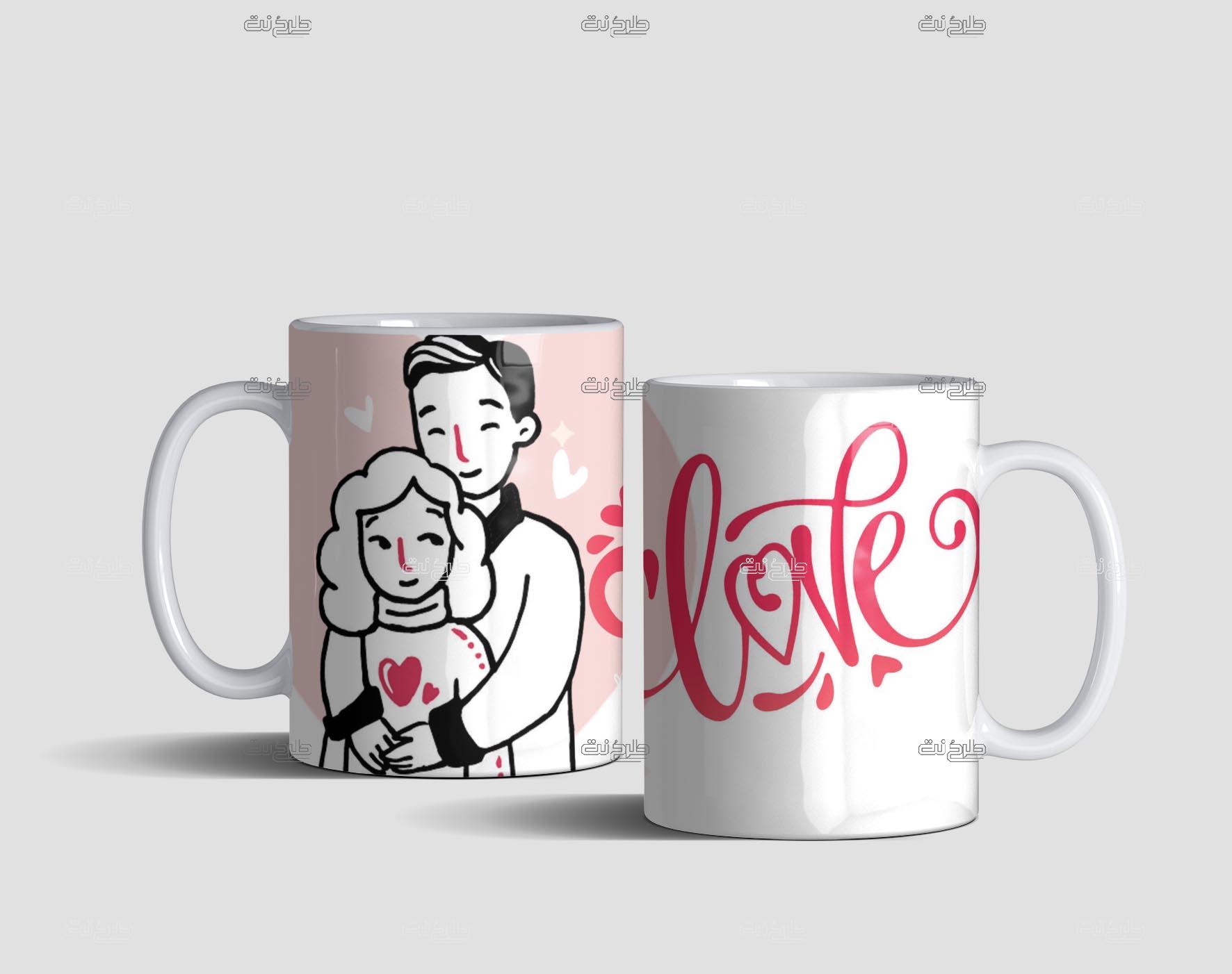 دانلود طرح لایه باز ماگ عشق با متن "LOVE"